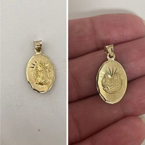 Real 14k Gold Double Sided Virgen Guadalupe Charm